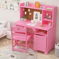 Kids Study Desk and Chair Set with Bookshelf & Storage Organizer