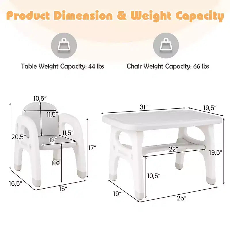 Ensemble table et chaises pour enfants Costway avec joli motif dinosaure, étagère de rangement et blocs de construction