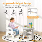 Ensemble table et chaises pour enfants Costway avec joli motif dinosaure, étagère de rangement et blocs de construction