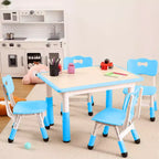 Garvee Kids Table and 4 Chairs Set,31.5''Height Adjustable Toddler Table for Crafts and Study, 5-Piece Children Activity Table Set
