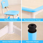 Garvee Table et 4 chaises pour enfants, table pour tout-petits réglable en hauteur de 80 cm pour les activités manuelles et l'étude, ensemble de 5 pièces pour enfants