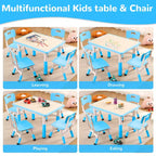 Garvee Table et 4 chaises pour enfants, table pour tout-petits réglable en hauteur de 80 cm pour les activités manuelles et l'étude, ensemble de 5 pièces pour enfants