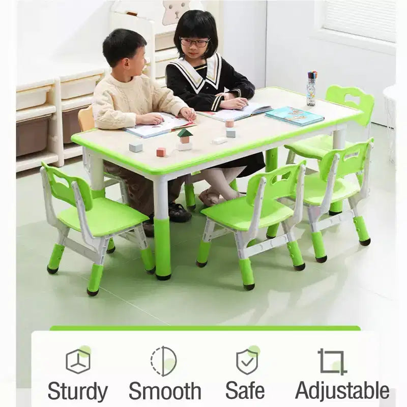 Ensemble table et 6 chaises pour enfants, réglable en hauteur, bureau multifonctionnel, chaises ergonomiques, pour salles de classe, garderies