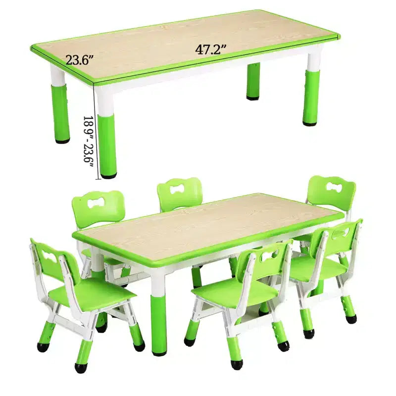 Ensemble table et 6 chaises pour enfants, réglable en hauteur, bureau multifonctionnel, chaises ergonomiques, pour salles de classe, garderies