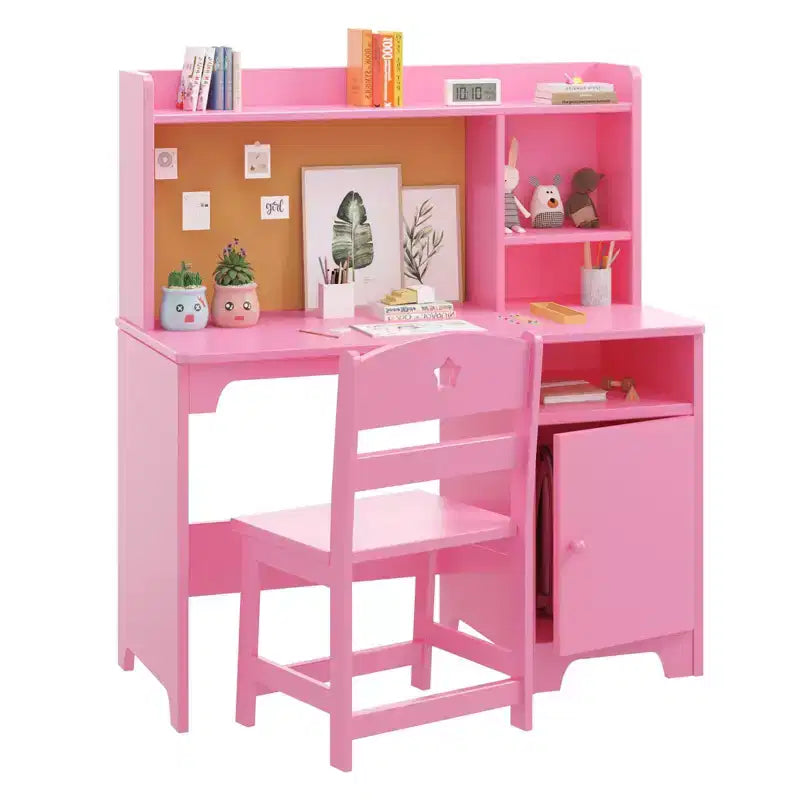 Bureau et chaise d'étude pour enfants avec rangementEnsemble table d'apprentissage ergonomique pour enfants avec étagère et organisateur - Construction en bois d'ingénierie