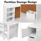 GustoWave Ensemble Bureau et Chaise pour Enfants avec Étagère et Tableau en Liège, Table d'Étude en Bois avec Rangement pour Enfants de 3 à 8 Ans, Blanc