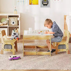Costway Ensemble Table et Chaises 3-en-1 pour Enfants avec Plateau Réversible Tableau Blanc/Noir et Rangement Caché
