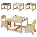 Costway 3-In-1 Kids Table & Chairs Set w/Reversible Whiteboard/Chalkboard Top Hidden Storage