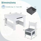 Table et chaises 4 en 1 pour enfants Costway avec plateau réversible graffiti et blocs de construction