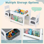 Table et chaises 4 en 1 pour enfants Costway avec plateau réversible graffiti et blocs de construction