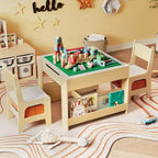 Table et chaises 4 en 1 pour enfants Costway avec plateau réversible graffiti et blocs de construction