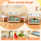 Table et chaises 4 en 1 pour enfants Costway avec plateau réversible graffiti et blocs de construction