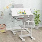 Bureau et chaise d'étude pour enfants Costway avec plateau inclinable, porte-livres et barre repose-pieds pour tout-petits
