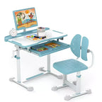 Costway Kid's Study Desk & Chair Set w/Tilt Desktop Book Stand Footrest Bar for Toddlers