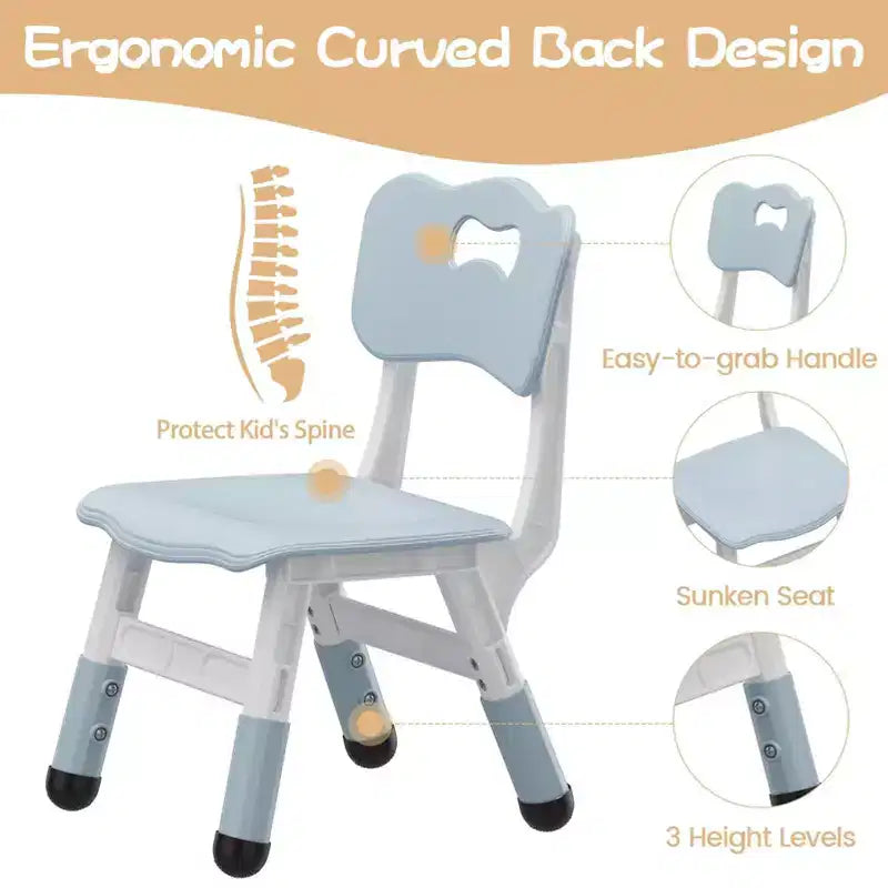 Lot de 2 chaises pour enfants avec réglage en hauteur sur 3 niveaux, chaise en plastique pour tout-petits pour usage intérieur et extérieur, de 2 à 12 ans
