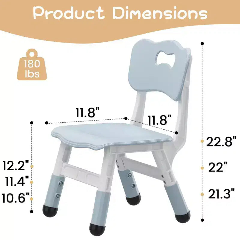 Lot de 2 chaises pour enfants avec réglage en hauteur sur 3 niveaux, chaise en plastique pour tout-petits pour usage intérieur et extérieur, de 2 à 12 ans