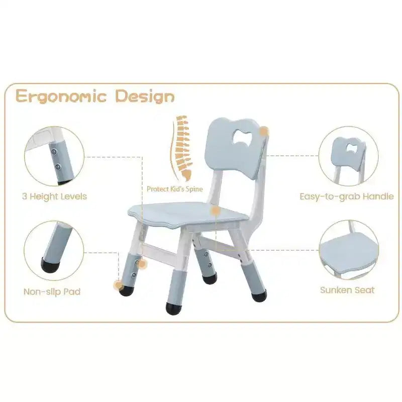 Lot de 2 chaises pour enfants avec réglage en hauteur sur 3 niveaux, chaise en plastique pour tout-petits pour usage intérieur et extérieur, de 2 à 12 ans