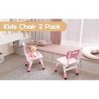 Lot de 2 chaises pour enfants avec réglage en hauteur sur 3 niveaux, chaise en plastique pour tout-petits pour usage intérieur et extérieur, de 2 à 12 ans