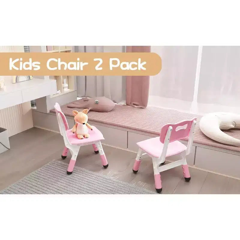 Lot de 2 chaises pour enfants avec réglage en hauteur sur 3 niveaux, chaise en plastique pour tout-petits pour usage intérieur et extérieur, de 2 à 12 ans