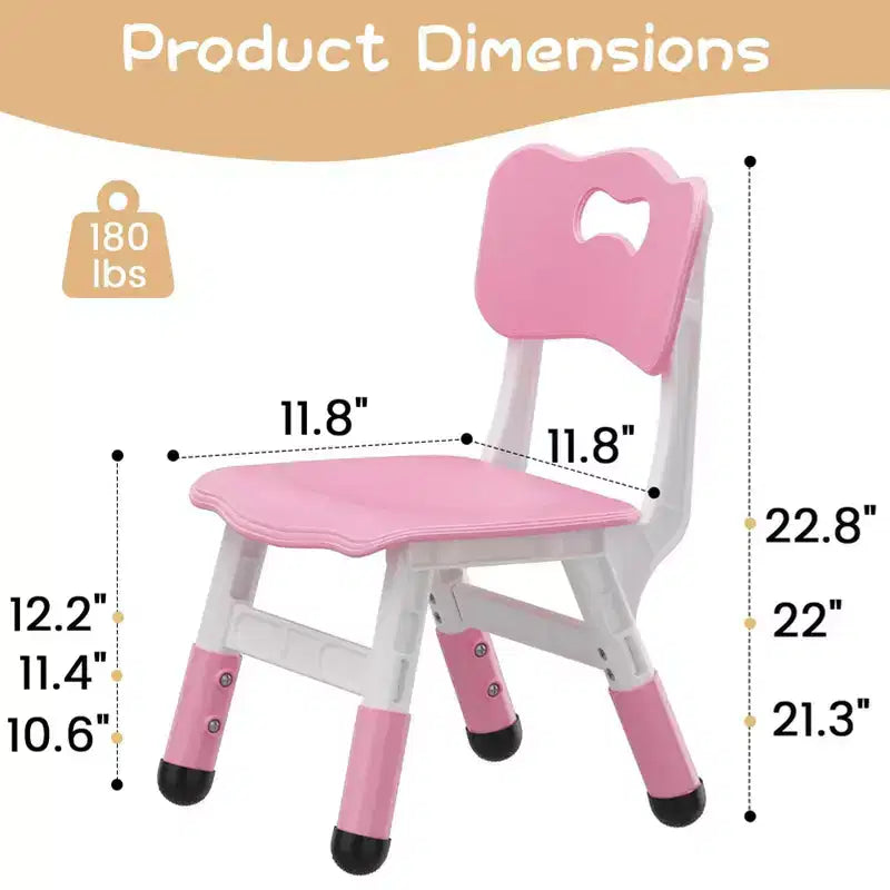 Lot de 2 chaises pour enfants avec réglage en hauteur sur 3 niveaux, chaise en plastique pour tout-petits pour usage intérieur et extérieur, de 2 à 12 ans