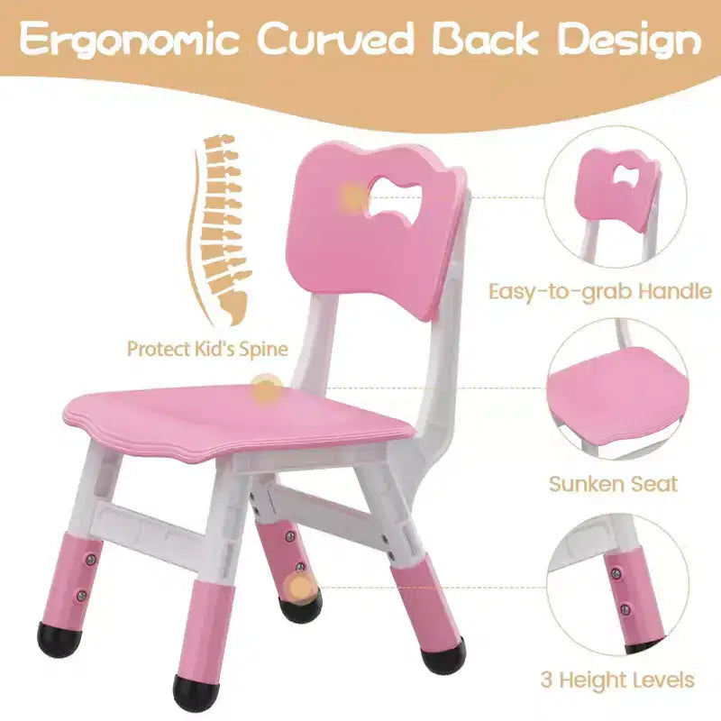 Lot de 2 chaises pour enfants avec réglage en hauteur sur 3 niveaux, chaise en plastique pour tout-petits pour usage intérieur et extérieur, de 2 à 12 ans