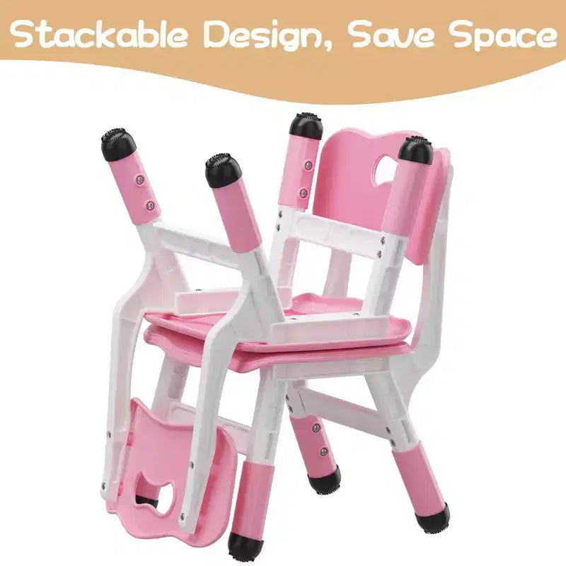 Lot de 2 chaises pour enfants avec réglage en hauteur sur 3 niveaux, chaise en plastique pour tout-petits pour usage intérieur et extérieur, de 2 à 12 ans