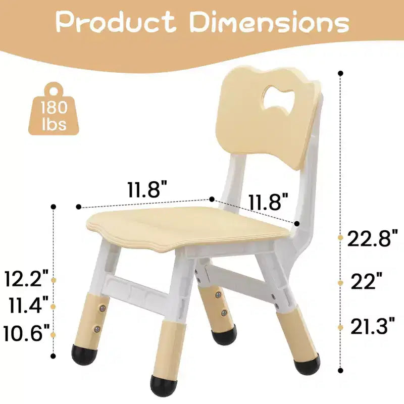 Lot de 2 chaises pour enfants avec réglage en hauteur sur 3 niveaux, chaise en plastique pour tout-petits pour usage intérieur et extérieur, de 2 à 12 ans
