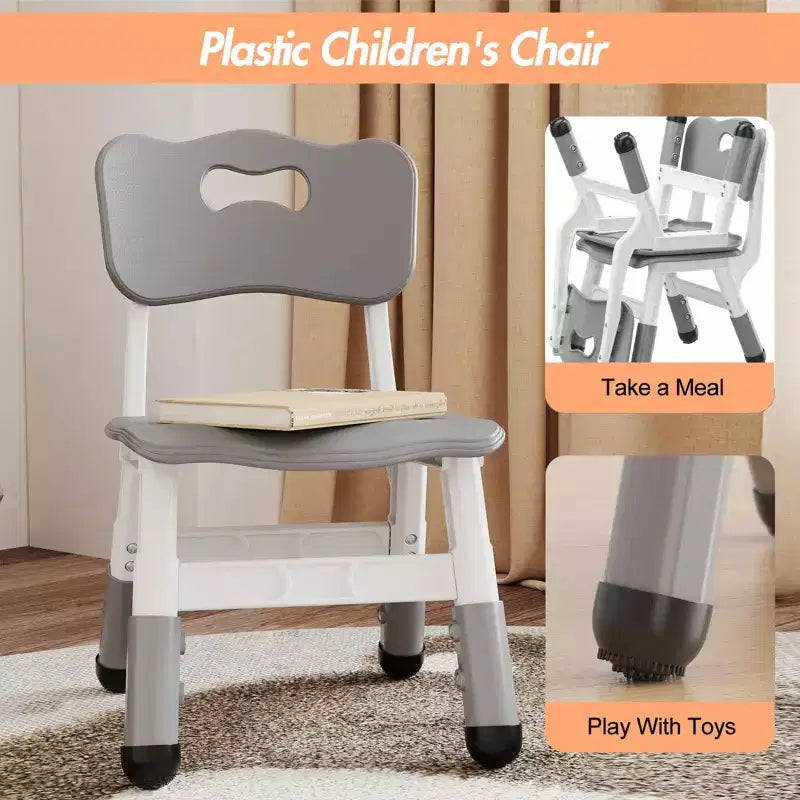Lot de 2 chaises pour enfants avec réglage en hauteur sur 3 niveaux, chaise en plastique pour tout-petits pour usage intérieur et extérieur, de 2 à 12 ans