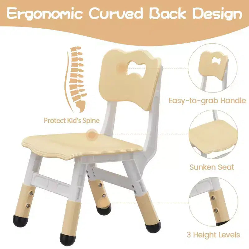 Lot de 2 chaises pour enfants avec réglage en hauteur sur 3 niveaux, chaise en plastique pour tout-petits pour usage intérieur et extérieur, de 2 à 12 ans