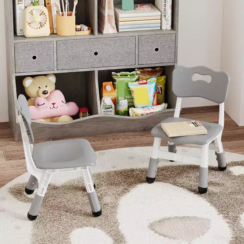 Lot de 2 chaises pour enfants avec réglage en hauteur sur 3 niveaux, chaise en plastique pour tout-petits pour usage intérieur et extérieur, de 2 à 12 ans