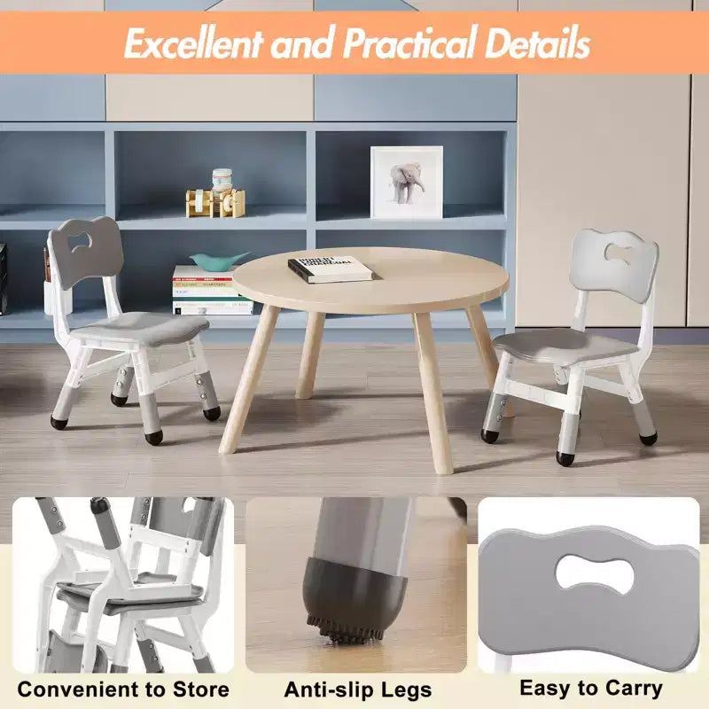 Lot de 2 chaises pour enfants avec réglage en hauteur sur 3 niveaux, chaise en plastique pour tout-petits pour usage intérieur et extérieur, de 2 à 12 ans