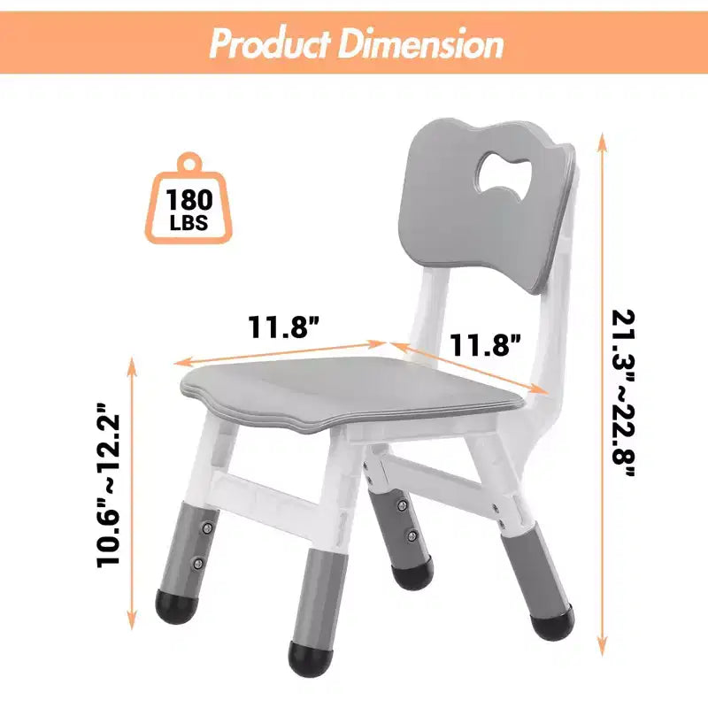 Lot de 2 chaises pour enfants avec réglage en hauteur sur 3 niveaux, chaise en plastique pour tout-petits pour usage intérieur et extérieur, de 2 à 12 ans