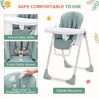 Chaises hautes Easy Clean pour bébés avec hauteur réglable, 5 positions d'inclinaison, double plateau amovible et harnais à 5 points