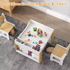 Ensemble table et chaises pour enfants - Table d'activités en bois 4-en-1 et 2 chaises, tiroir de rangement, plateau amovible, pour dessiner, lire, bricoler, faire de l'art, faire ses devoirs
