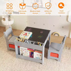 Ensemble table et chaises pour enfants - Table d'activités en bois 4-en-1 et 2 chaises, tiroir de rangement, plateau amovible, pour dessiner, lire, bricoler, faire de l'art, faire ses devoirs