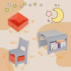 Ensemble table et chaises pour enfants - Table d'activités en bois 4-en-1 et 2 chaises, tiroir de rangement, plateau amovible, pour dessiner, lire, bricoler, faire de l'art, faire ses devoirs