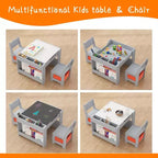 Ensemble table et chaises pour enfants - Table d'activités en bois 4-en-1 et 2 chaises, tiroir de rangement, plateau amovible, pour dessiner, lire, bricoler, faire de l'art, faire ses devoirs
