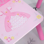JVNOXK3-Ensemble Table et 2 Chaises en Bois pour Enfants avec Motif Couronne, Cadeau pour Filles, Tout-Petits, pour Dessin, Lecture, Écriture, Âge 2-4 Ans, Rose