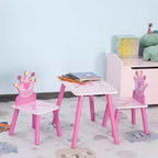 JVNOXK3-Ensemble Table et 2 Chaises en Bois pour Enfants avec Motif Couronne, Cadeau pour Filles, Tout-Petits, pour Dessin, Lecture, Écriture, Âge 2-4 Ans, Rose