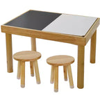 Sensory Table for Toddlers 1-3 with 2 Chairs, Wooden Kid Activity Table Chair Set with Double-Sided Boards for Sand and Water Play