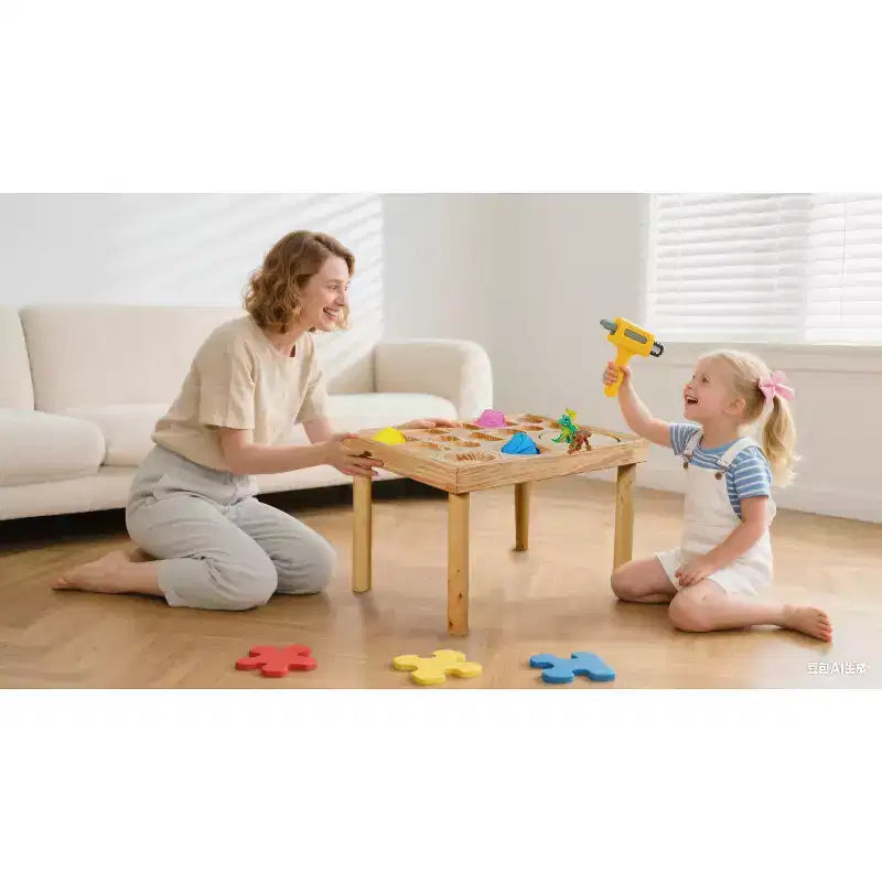 Table sensorielle pour tout-petits de 1 à 3 ans avec 2 chaises, ensemble de table et chaises d'activités pour enfants en bois avec planches double face pour jeux de sable et d'eau