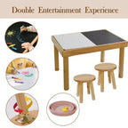 Table sensorielle pour tout-petits de 1 à 3 ans avec 2 chaises, ensemble de table et chaises d'activités pour enfants en bois avec planches double face pour jeux de sable et d'eau