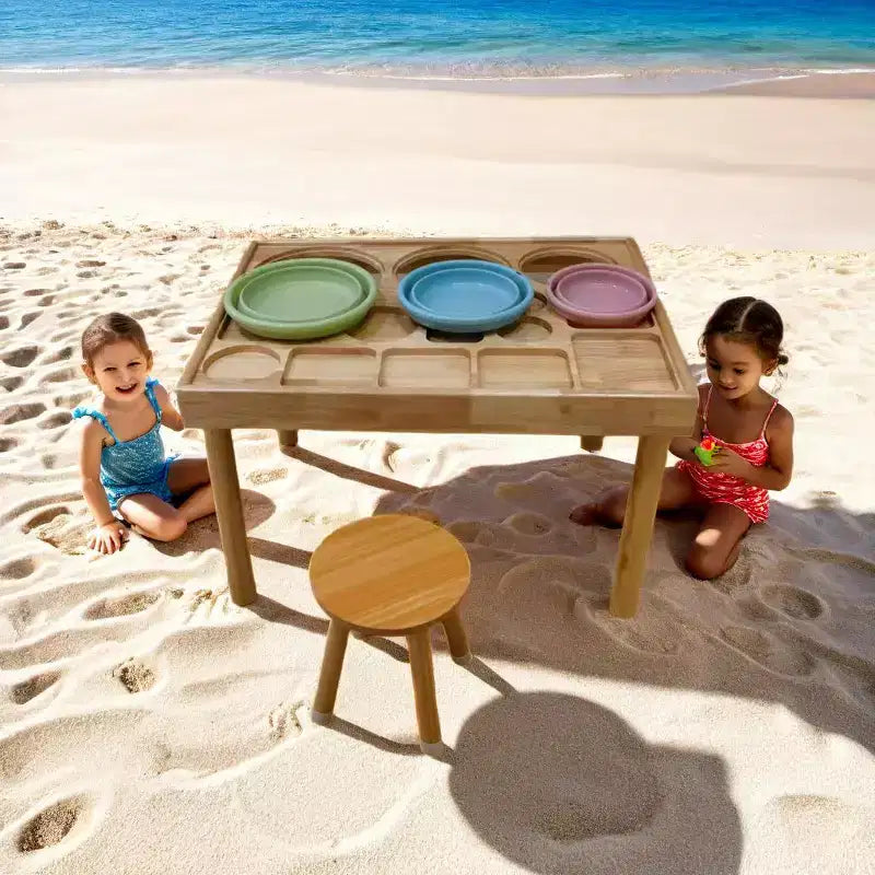 Table sensorielle pour tout-petits de 1 à 3 ans avec 2 chaises, ensemble de table et chaises d'activités pour enfants en bois avec planches double face pour jeux de sable et d'eau