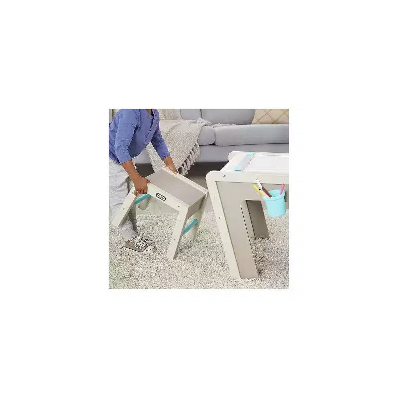 HomeStock Chevalet et table d'art 2-en-1 pour enfants avec hauteur réglable, tabourets et rangement pour le jeu créatif