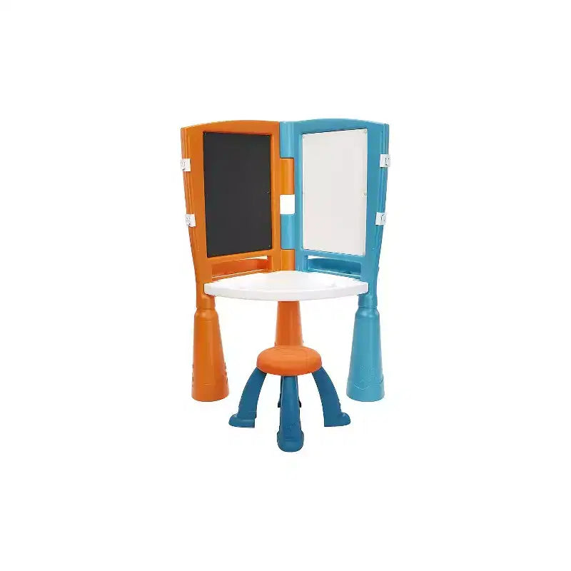 HomeStock 2-in-1 Kids Activity Center with Desk, Easel, Chalkboard and Built-In Storage for Creative Play