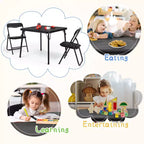 Ensemble table et chaises pliantes en métal, chaises pliantes rembourrées en cuir avec coussin confortable et cadre en acier durable, table carrée moderne