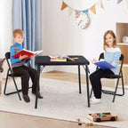 Ensemble table et chaises pliantes en métal, chaises pliantes rembourrées en cuir avec coussin confortable et cadre en acier durable, table carrée moderne