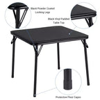 Ensemble table et chaises pliantes en métal, chaises pliantes rembourrées en cuir avec coussin confortable et cadre en acier durable, table carrée moderne