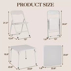 Ensemble table et chaises pliantes en métal, chaises pliantes rembourrées en cuir avec coussin confortable et cadre en acier durable, table carrée moderne