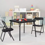 Metal Folding Card Table and Chair Set of, Leather Padded Folding Chairs with Comfortable Cushion and Durable Steel Frame, Modern Square Table